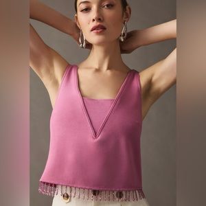 By Anthropologie Crystal-Fringe Tank